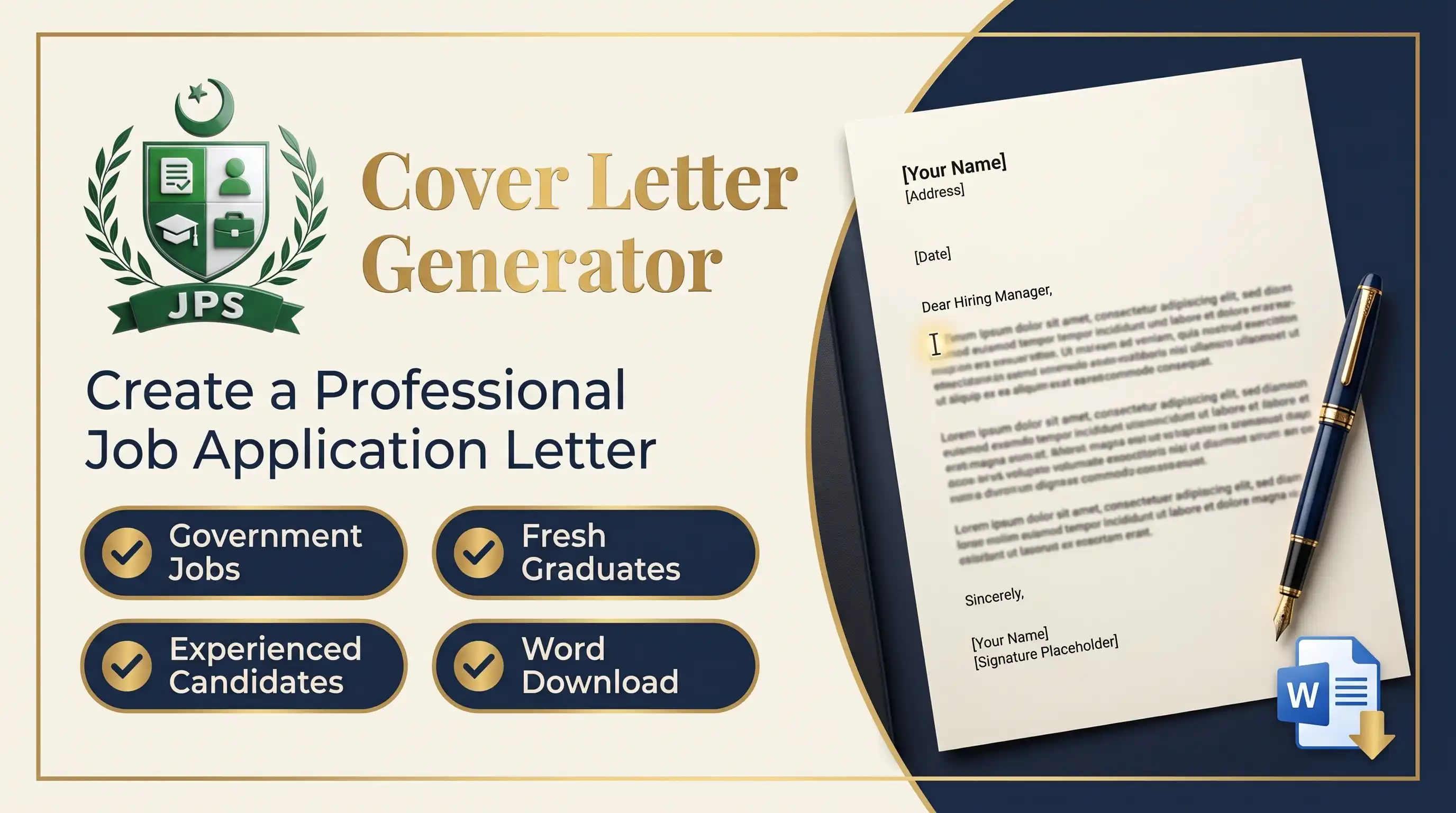 Cover letter generator with government job, fresher and experienced templates