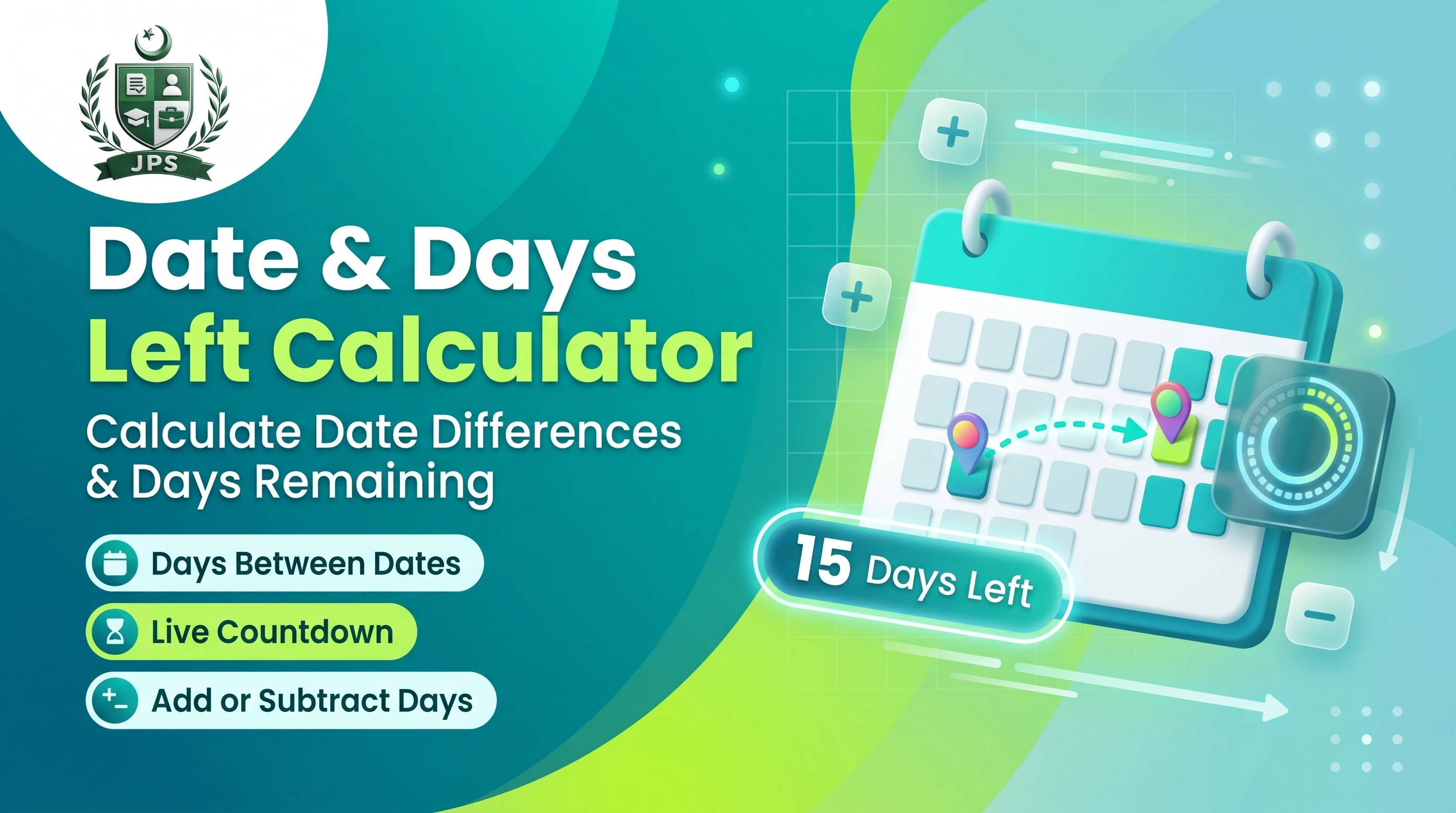 Date calculator showing days left until the last date of a job