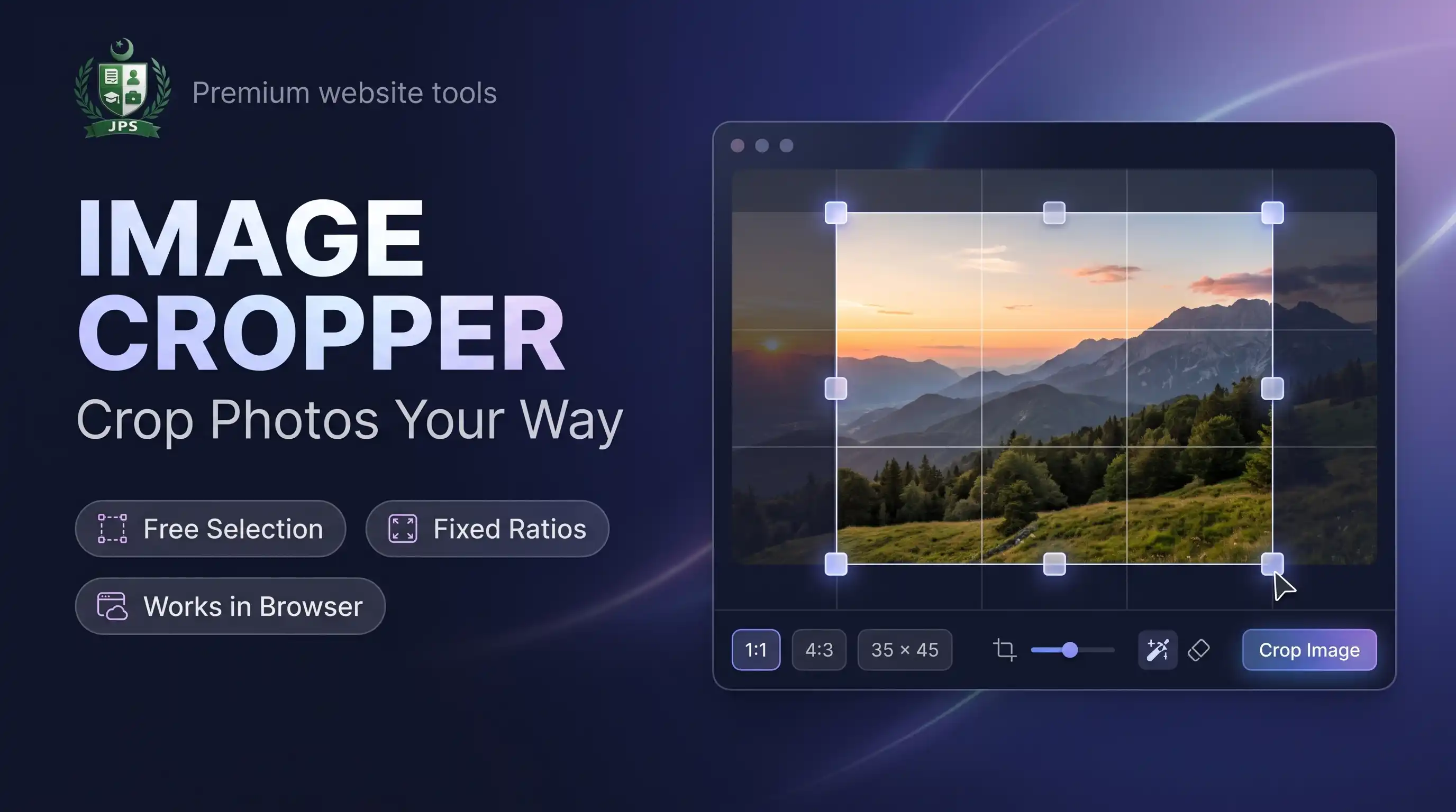 Image cropper with a crop box and aspect ratio list