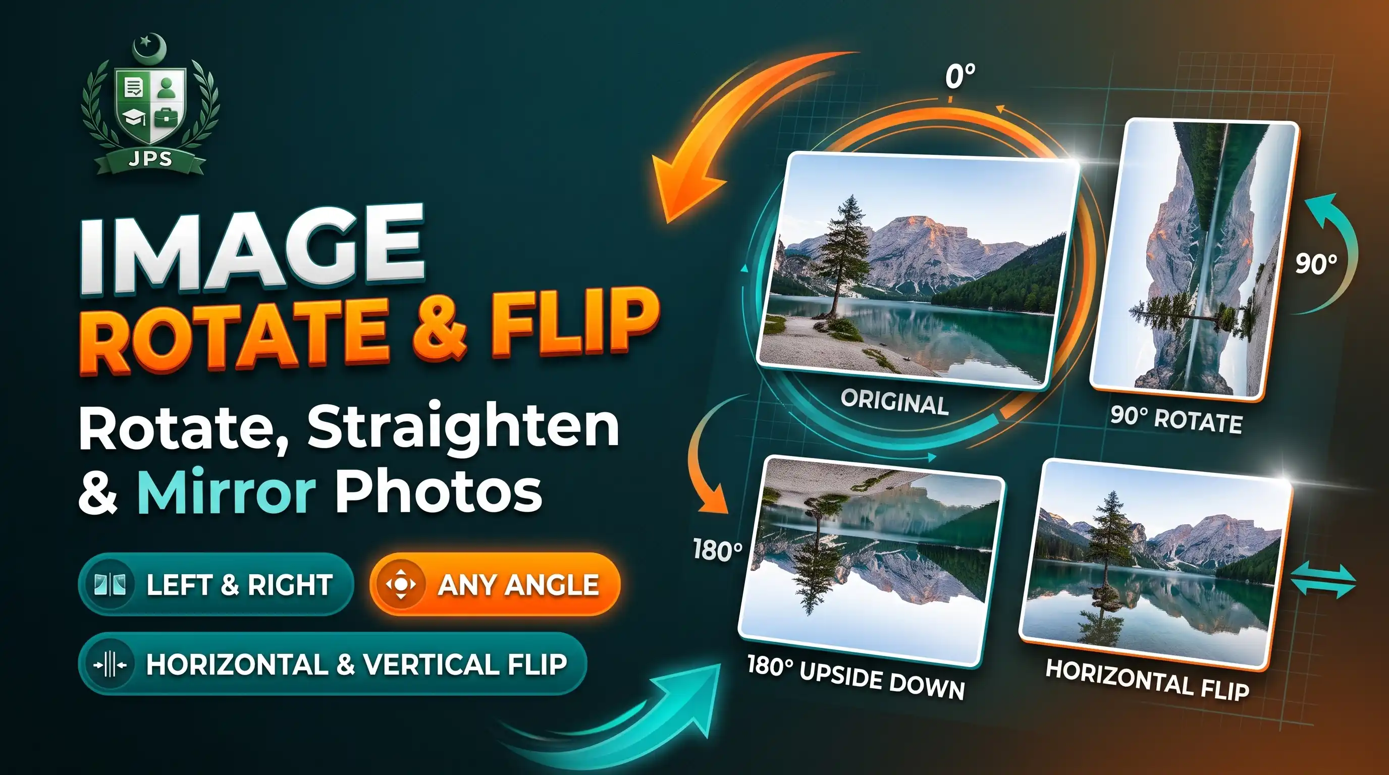 Image rotate and flip tool with angle slider