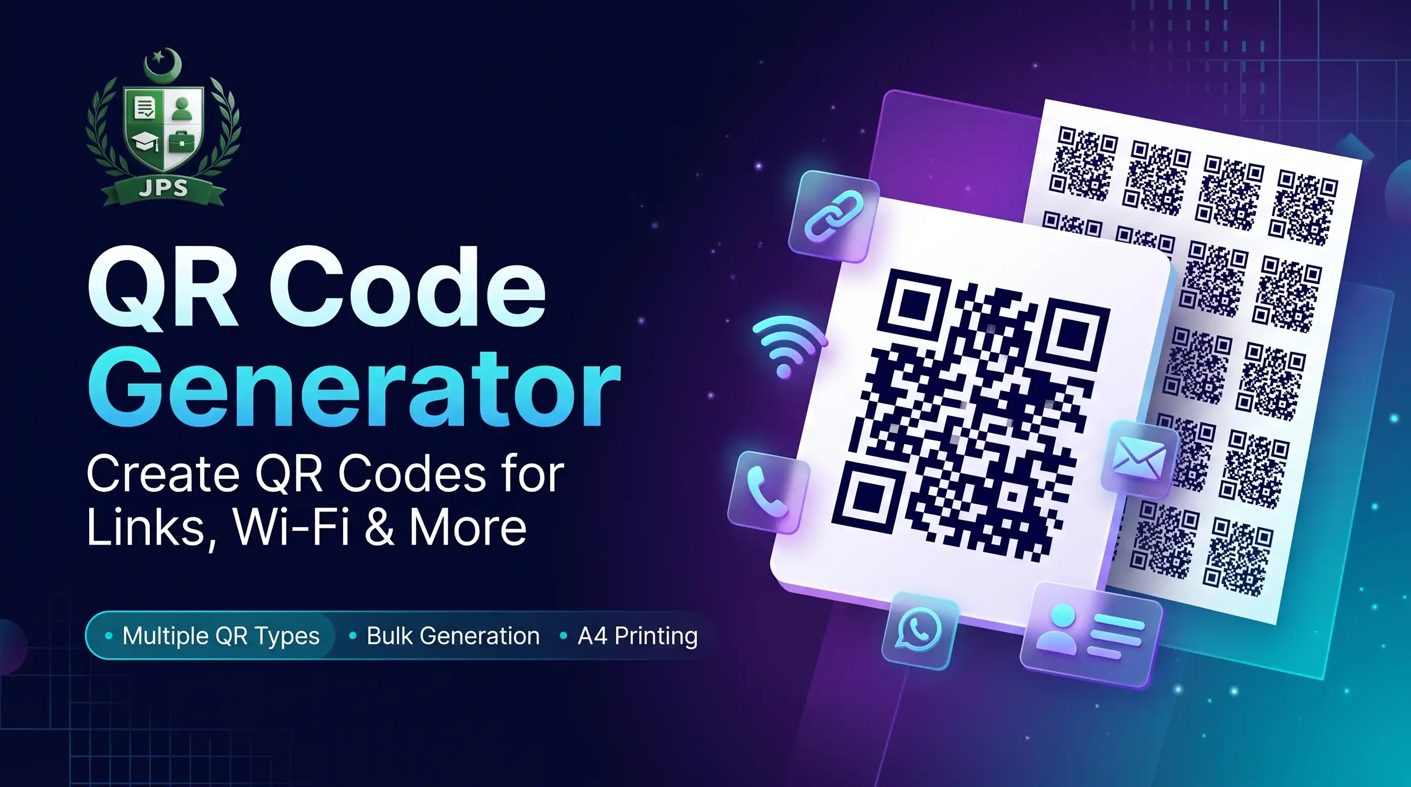 QR code generator with bulk codes and A4 print sheet