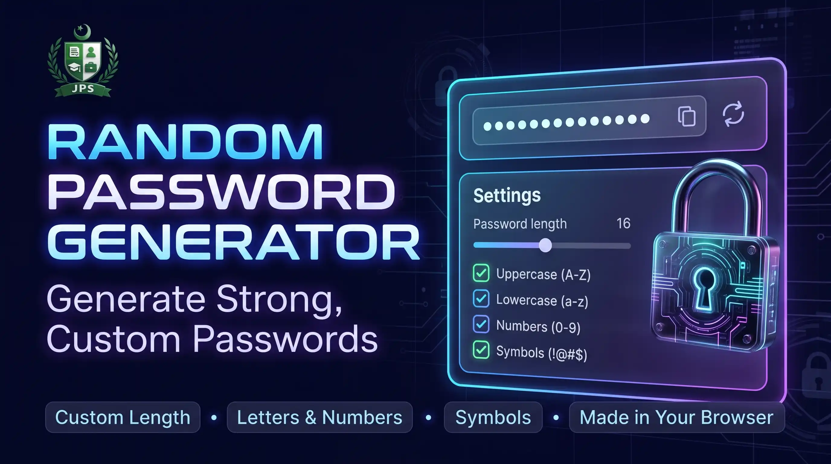 Random password generator with length and character options
