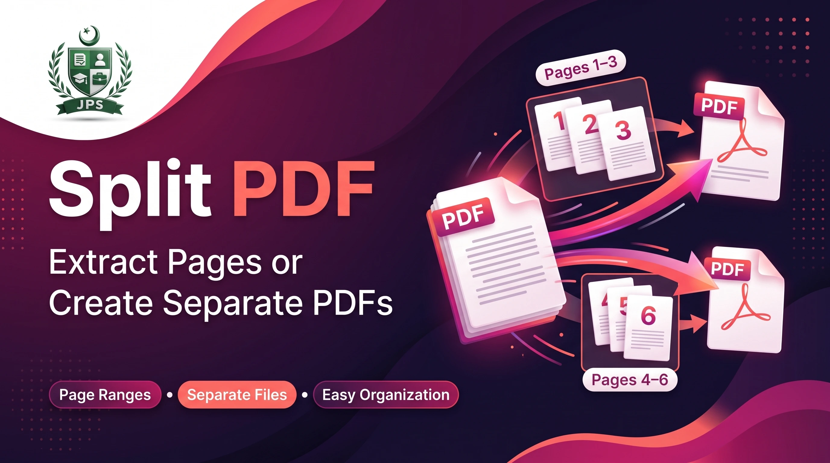 Split PDF tool extracting page ranges from a PDF